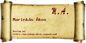 Marinkás Ákos névjegykártya